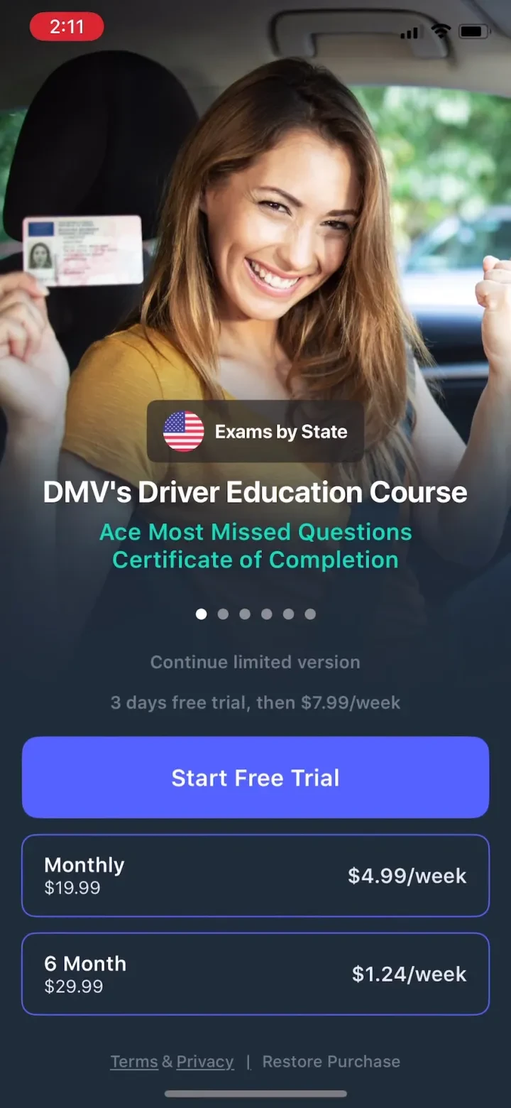 DMV Practice Test 2026 myDMV paywall screenshot