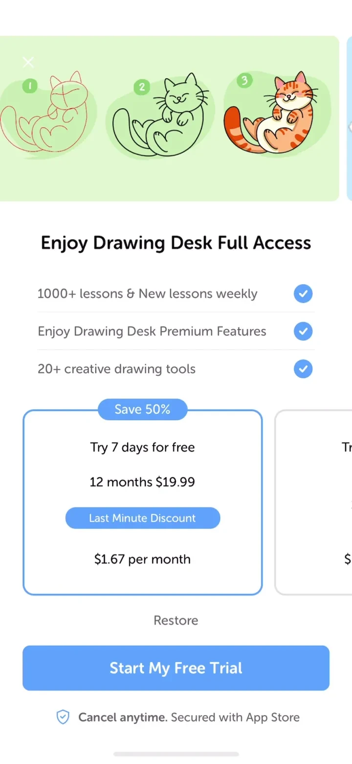 Drawing Desk:Learn How to Draw paywall screenshot