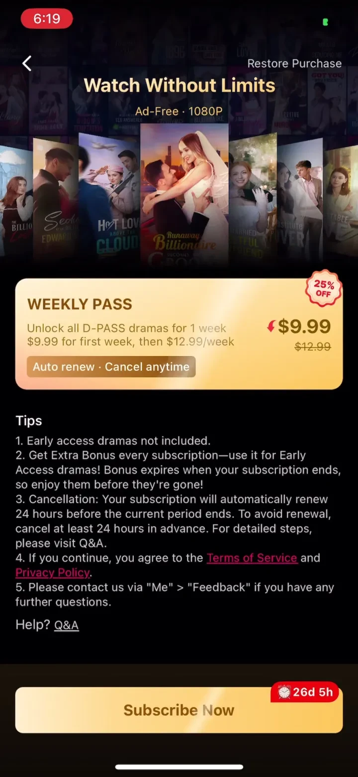 DreameShort - Drama TV paywall screenshot