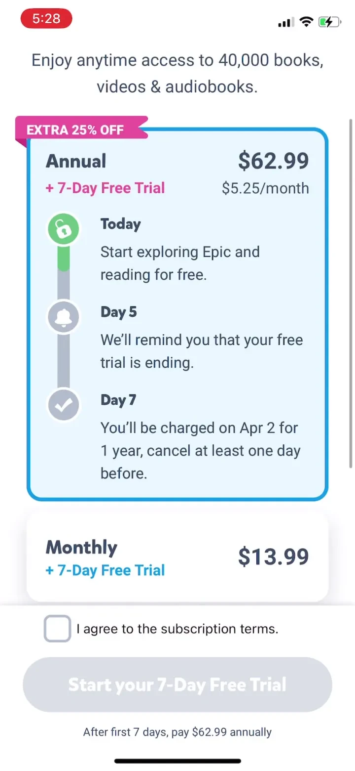 Epic - Kids' Books & Reading paywall screenshot