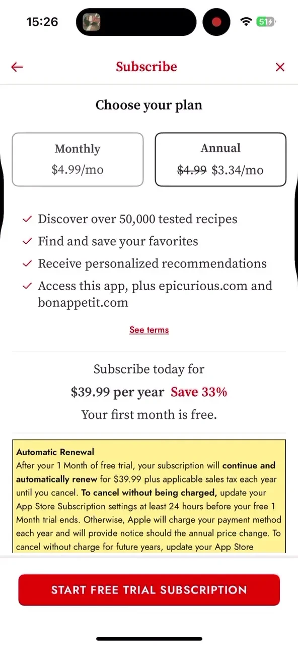 Epicurious screenshot 3