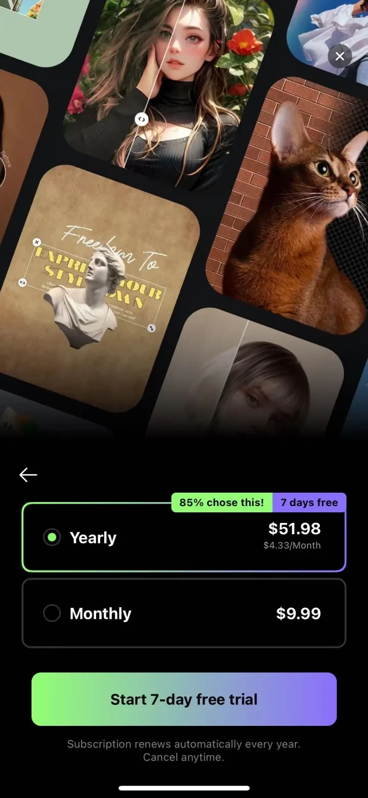 EPIK - AI Photo & Video Editor paywall screenshot