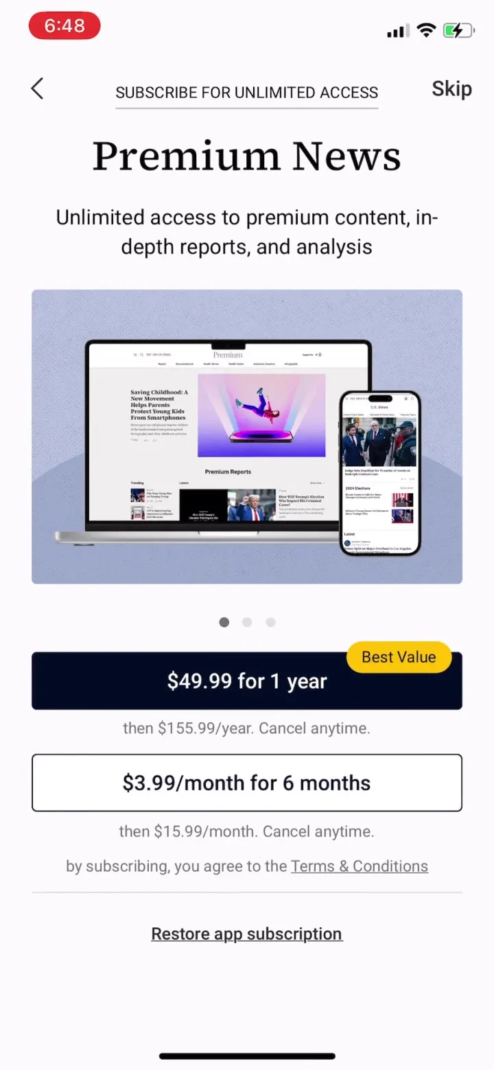 Epoch Times: Live & Breaking paywall screenshot
