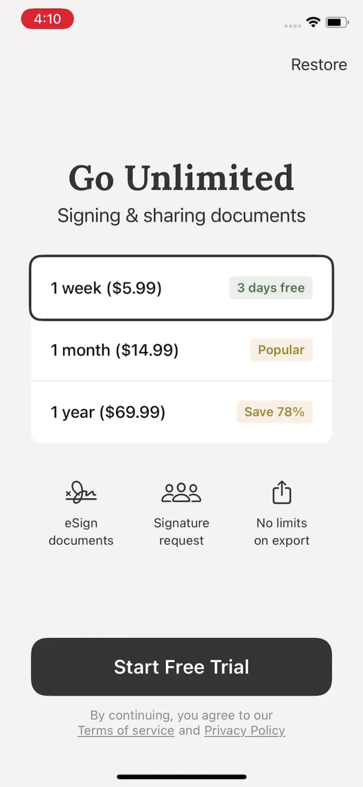 eSign App: Sign PDF Documents paywall screenshot