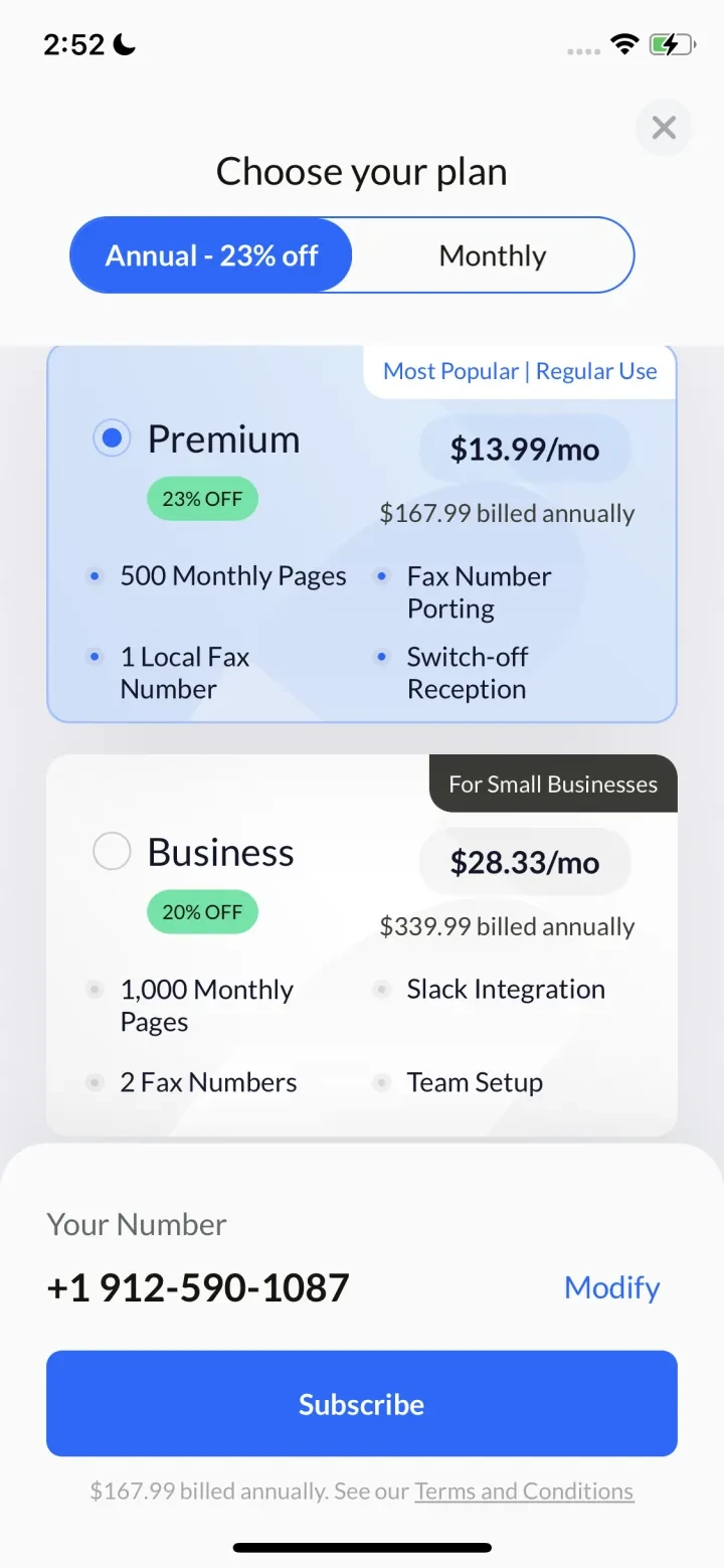 Fax.Plus - Receive & Send Fax paywall screenshot