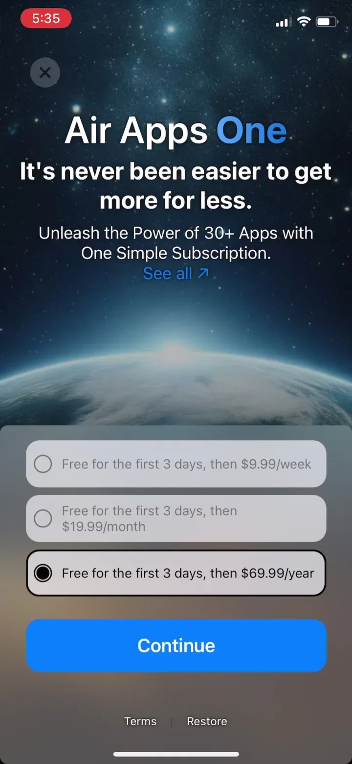Find Air - My Device Tracker paywall screenshot