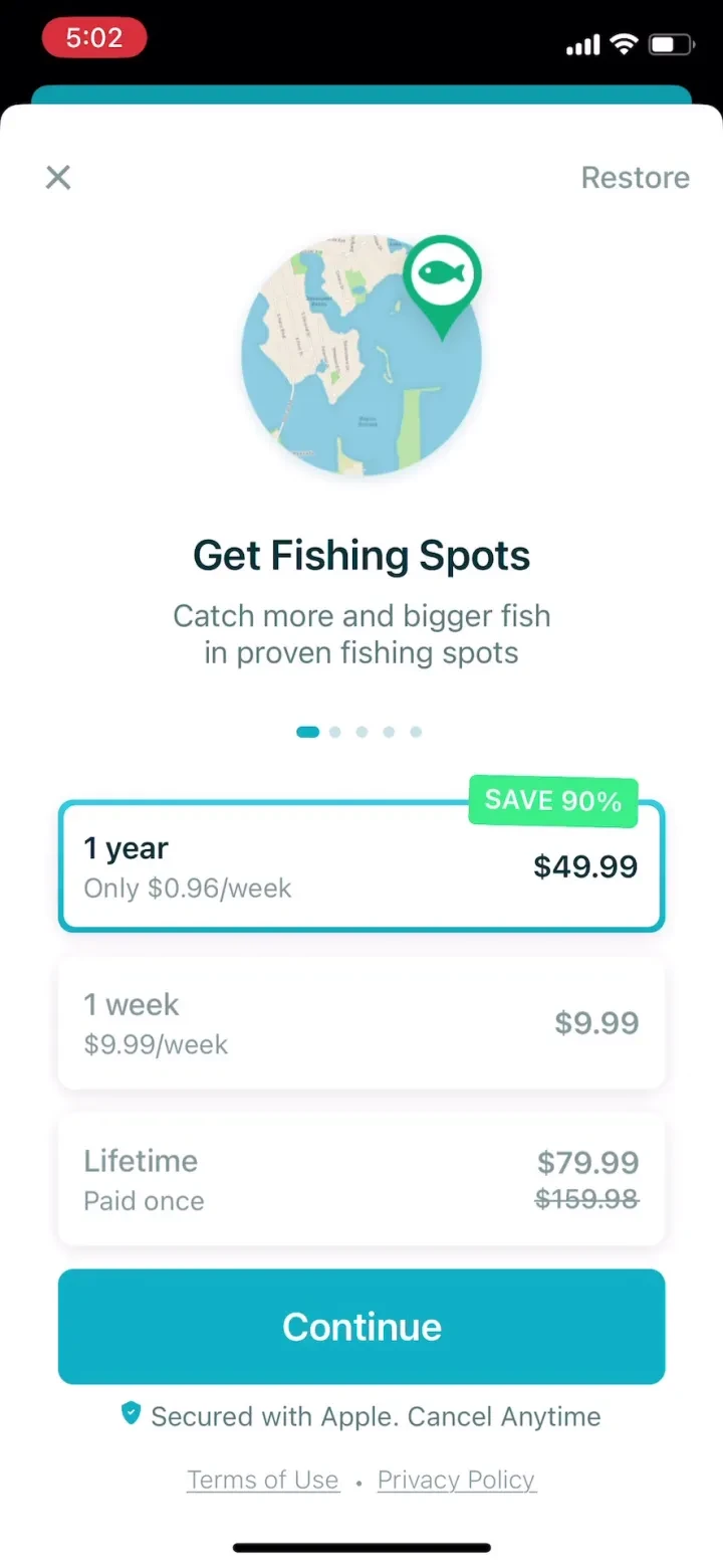 Fishbox - Smart Fishing App paywall screenshot