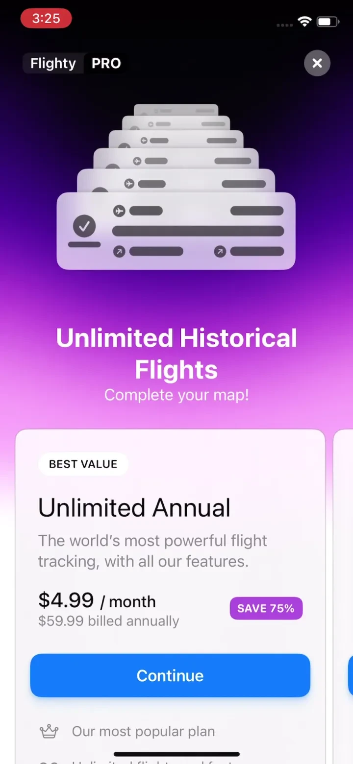 Flighty – Live Flight Tracker paywall screenshot