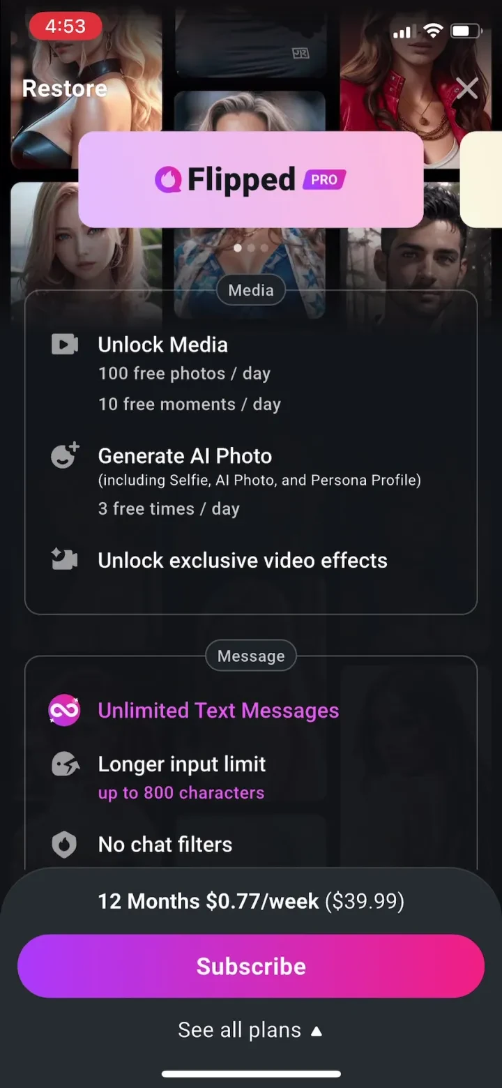 Flipped:Chat with AI Character paywall screenshot