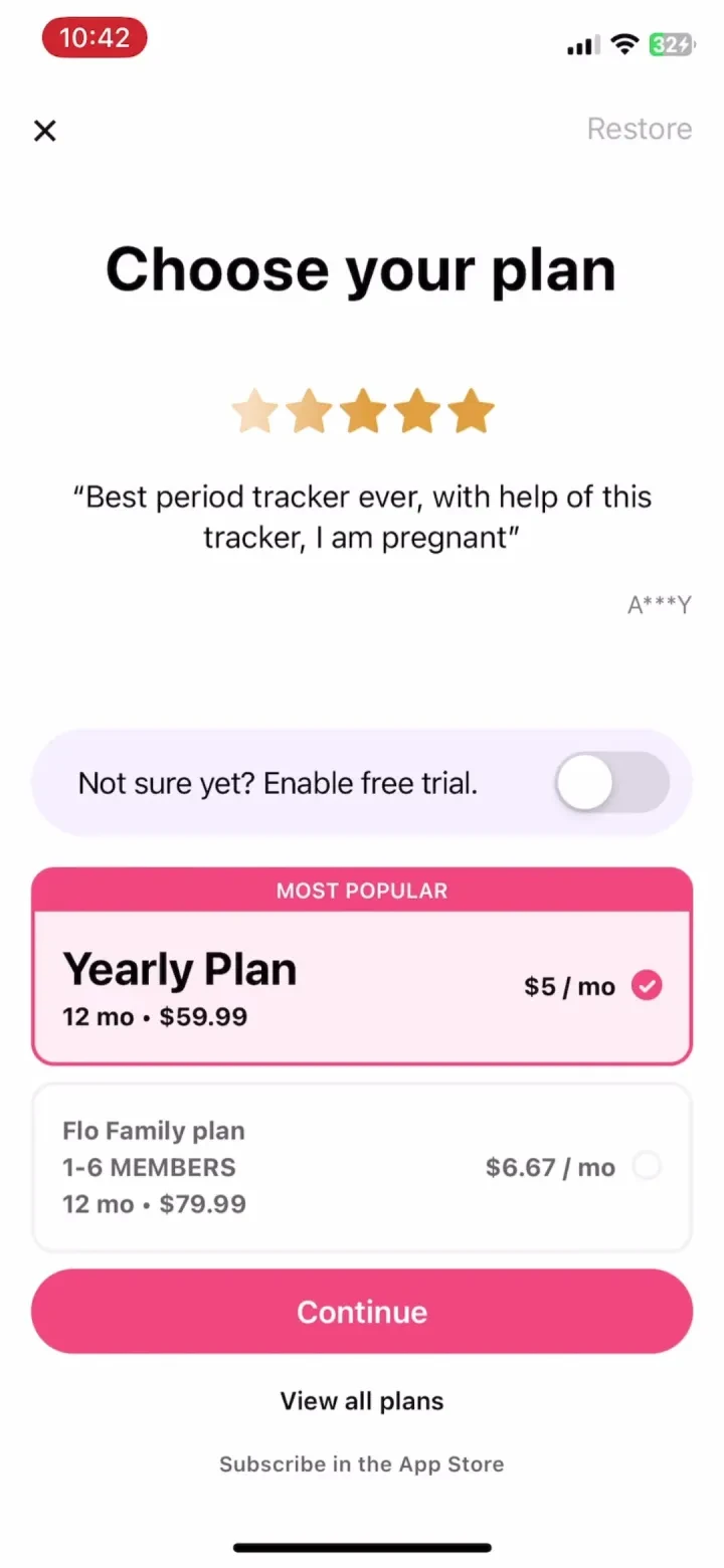 Flo Cycle & Period Tracker paywall screenshot