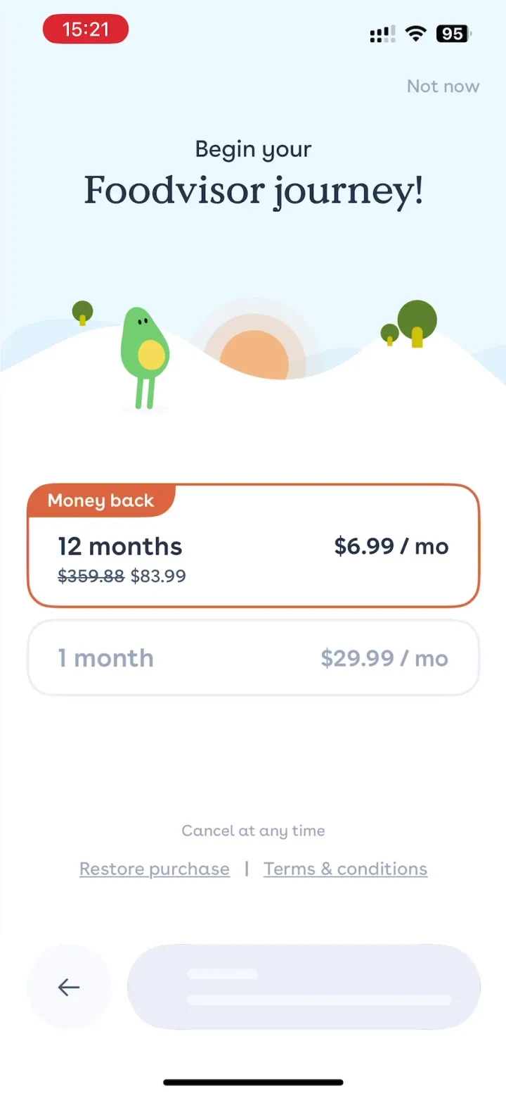 Foodvisor - AI Calorie Counter paywall screenshot