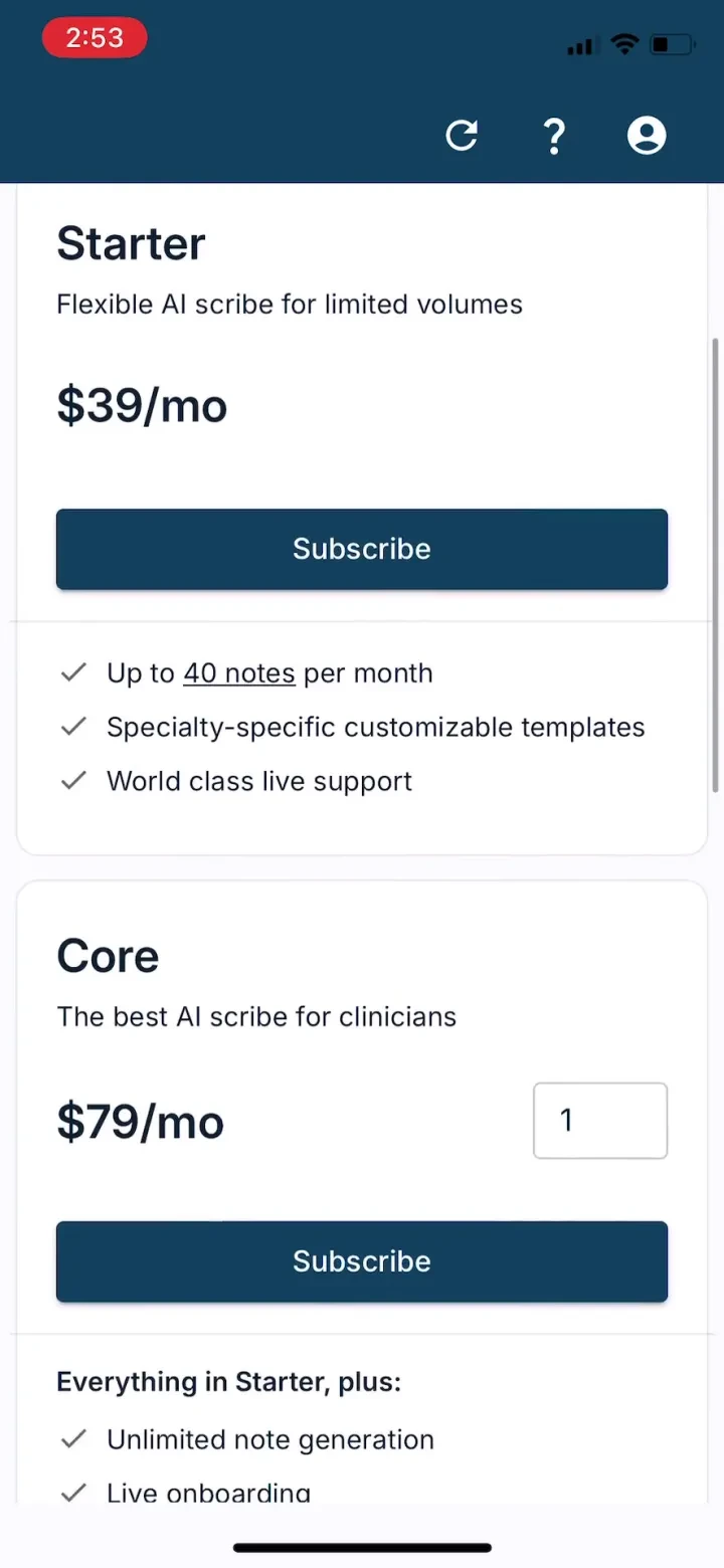 Freed - AI Scribe & Assistant paywall screenshot