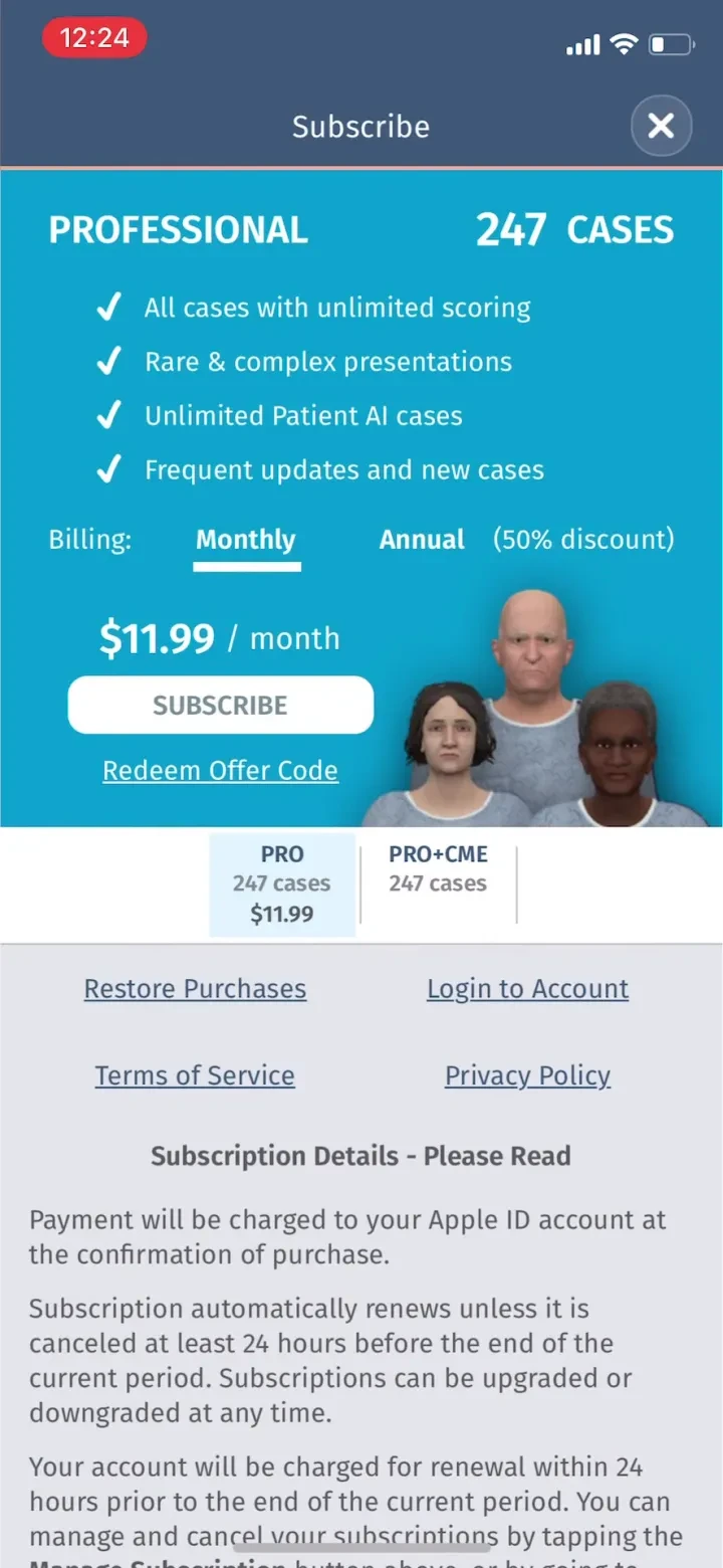 Full Code Medical Simulation paywall screenshot