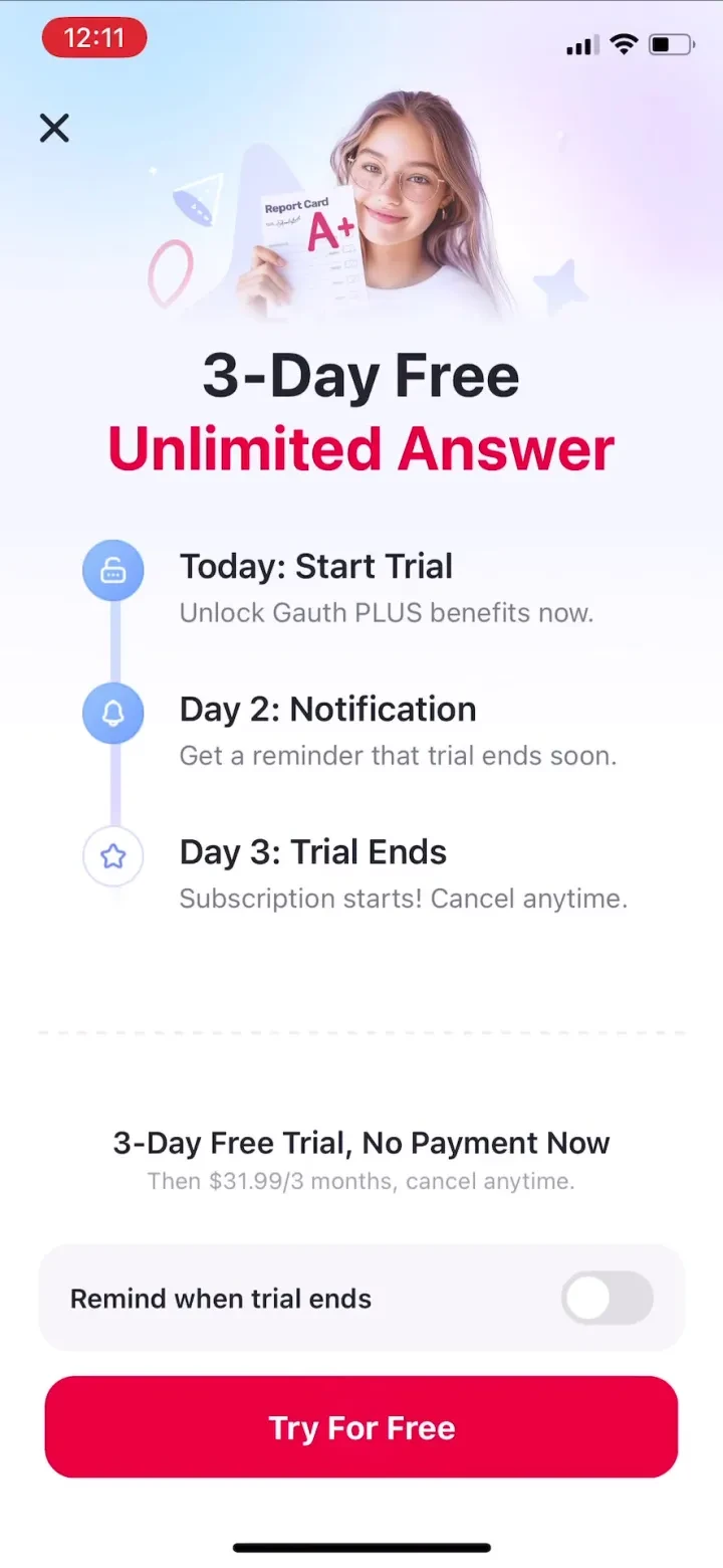 Gauth: AI Study Companion paywall screenshot