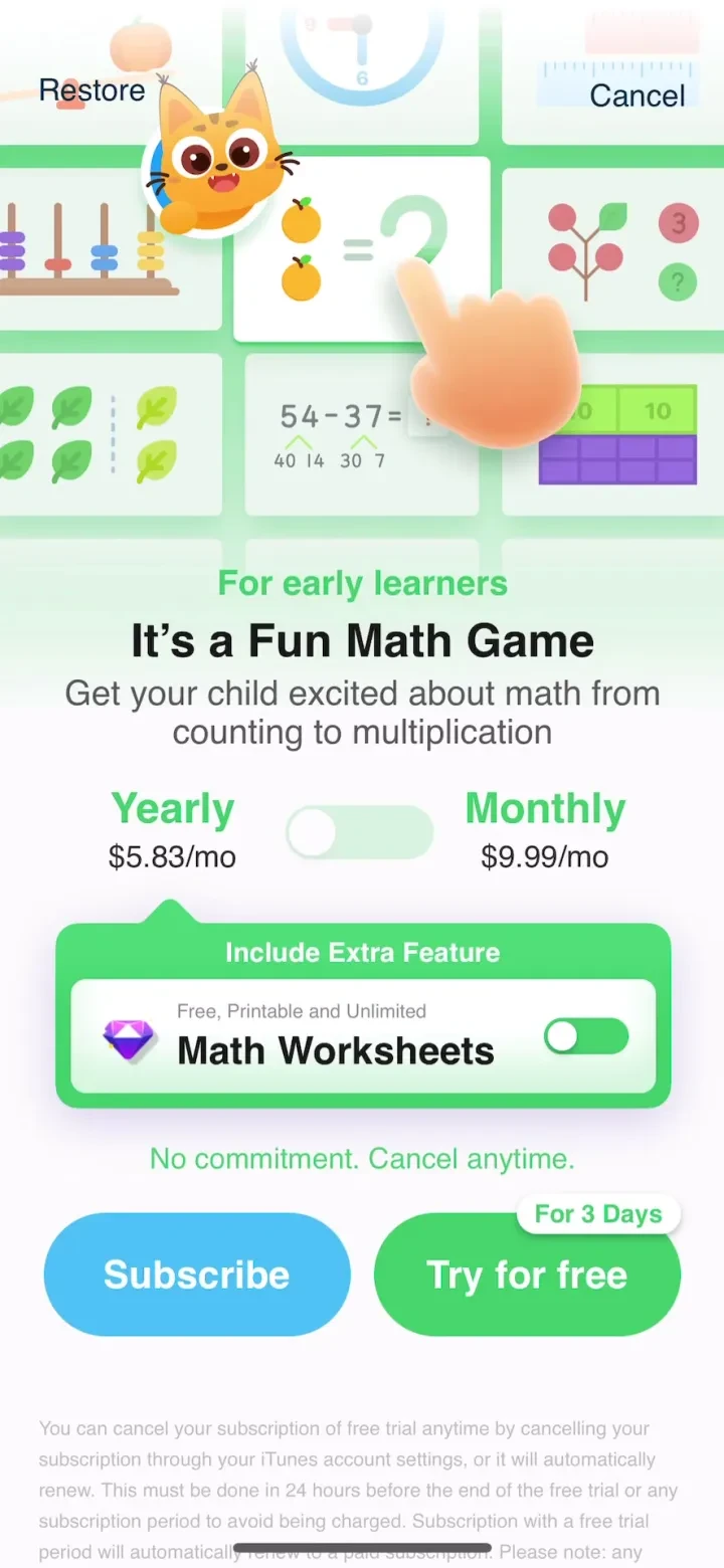 GogoMath: Build Math Skills paywall screenshot