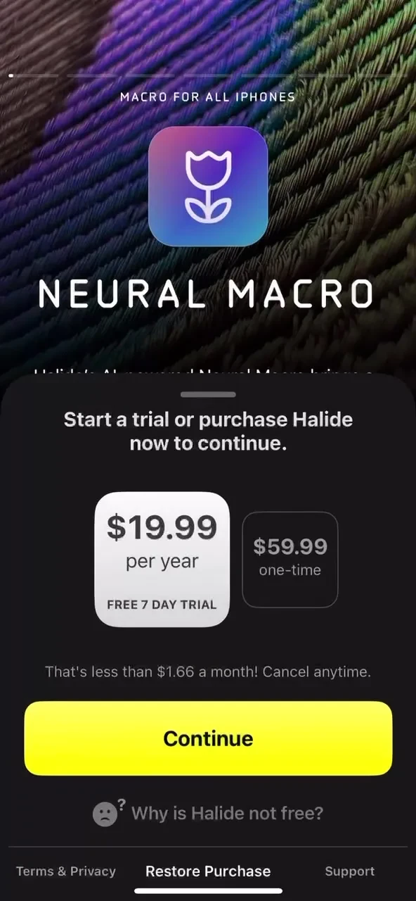 Halide Mark III - Pro Camera paywall screenshot