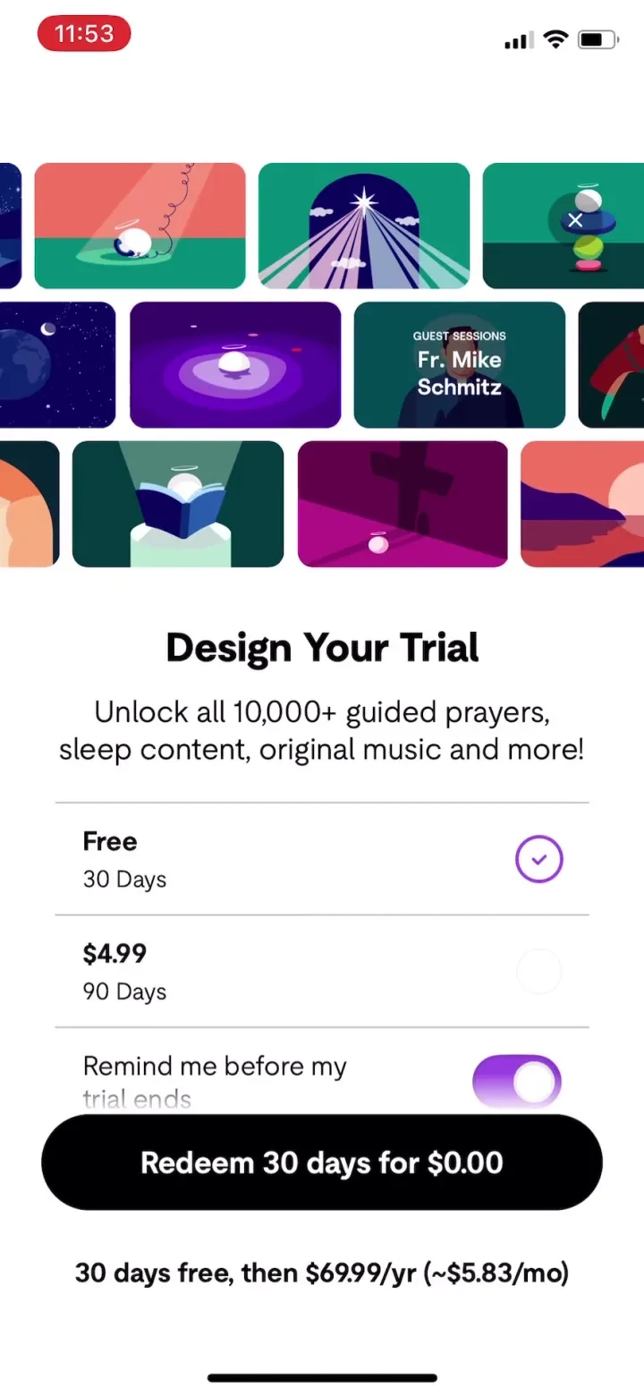 Hallow: Prayer & Meditation paywall screenshot