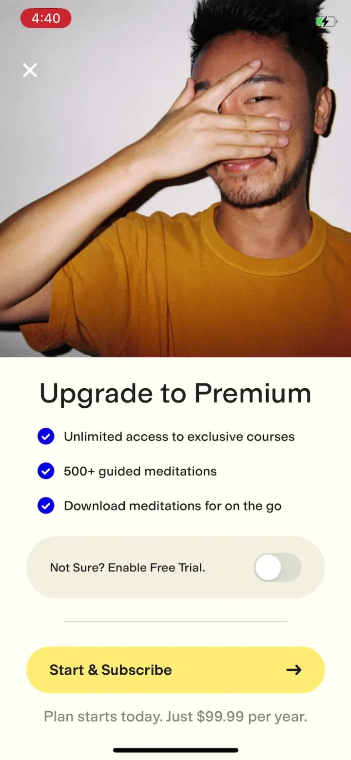 Happier Meditation paywall screenshot