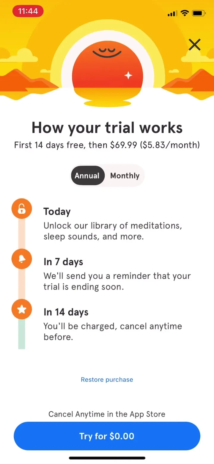 Headspace: Sleep & Meditation paywall screenshot