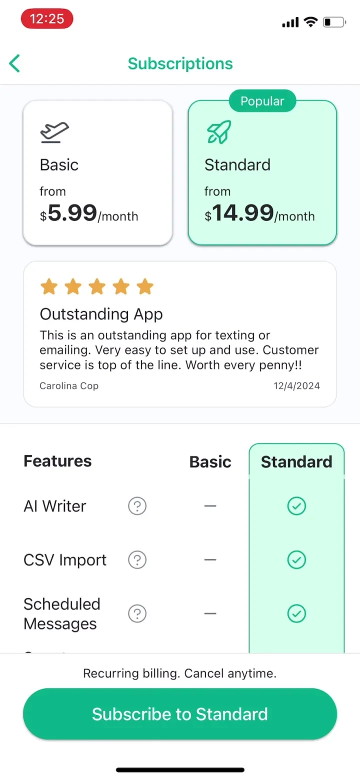 Hit Em Up: Mass Text Bulk SMS paywall screenshot