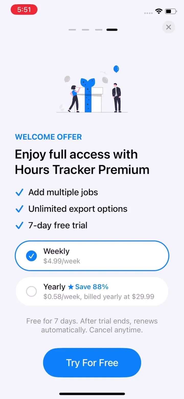 Hours Tracker: Time Calculator paywall screenshot