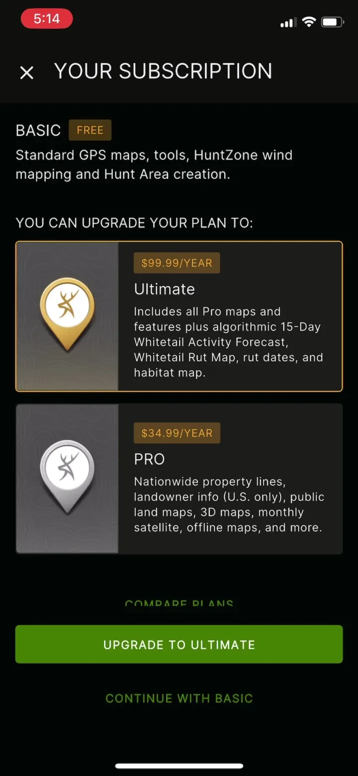 HuntStand: GPS Maps & Tools paywall screenshot
