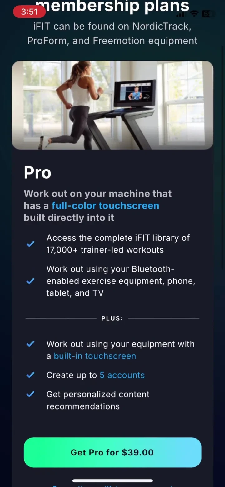 iFIT Workouts paywall screenshot
