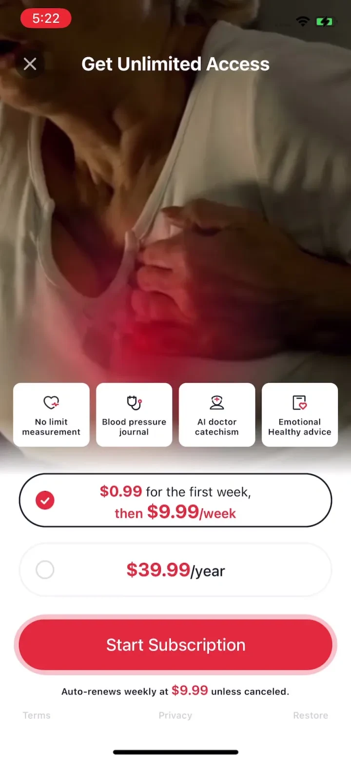 iHeart-Pulse Rate Monitor App. paywall screenshot
