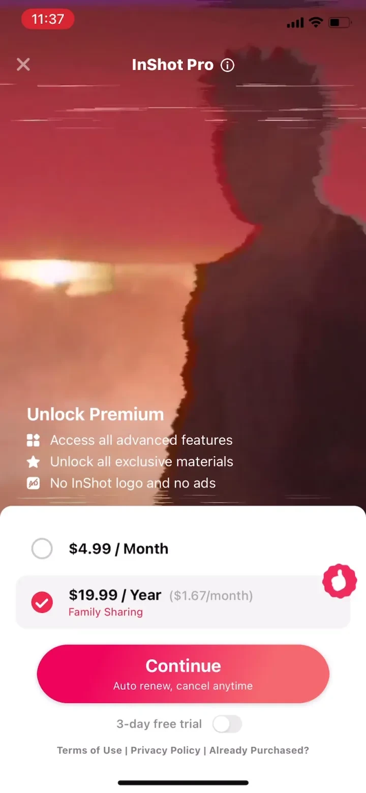 InShot - Video Editor paywall screenshot