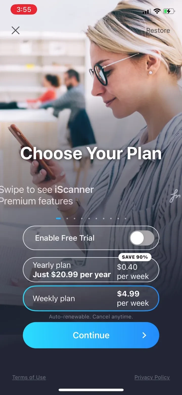 iScanner: PDF Document Scanner paywall screenshot