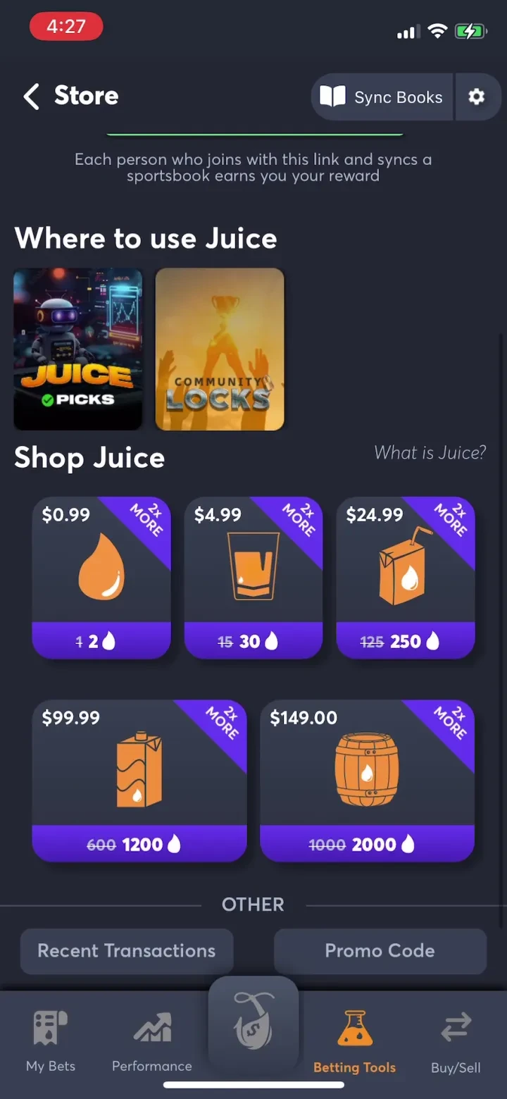 Juice Reel: Bet Tracker & Tips paywall screenshot