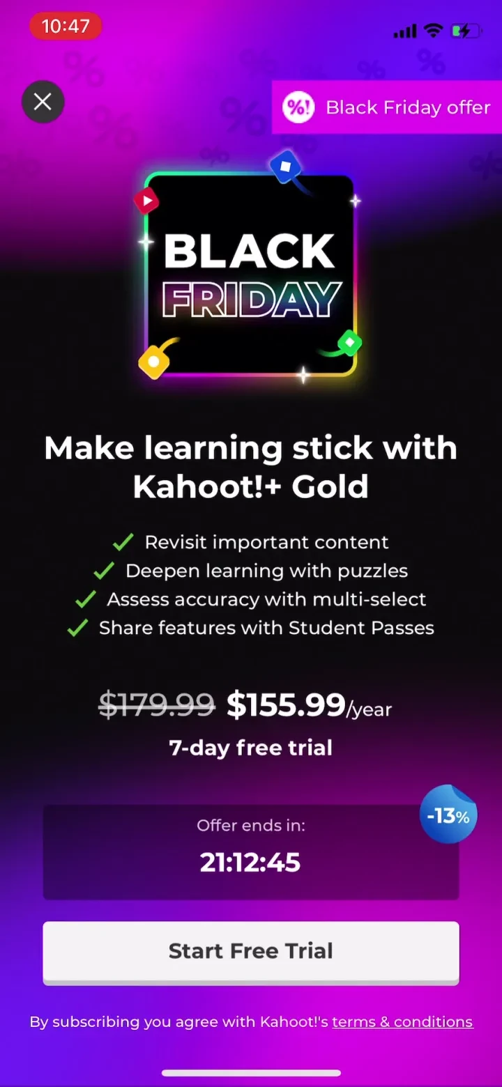 Kahoot! Play & Create Quizzes paywall screenshot