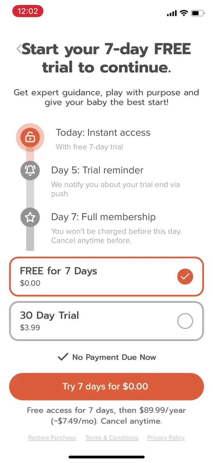 Kinedu: Baby Development paywall screenshot
