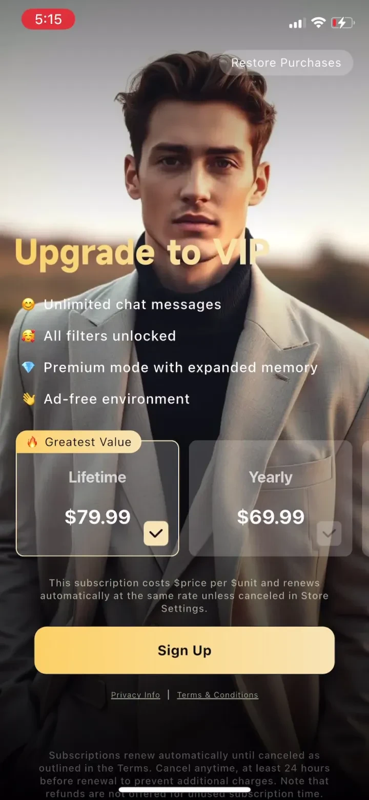 Kokoa AI: Chat, Talk, Text paywall screenshot