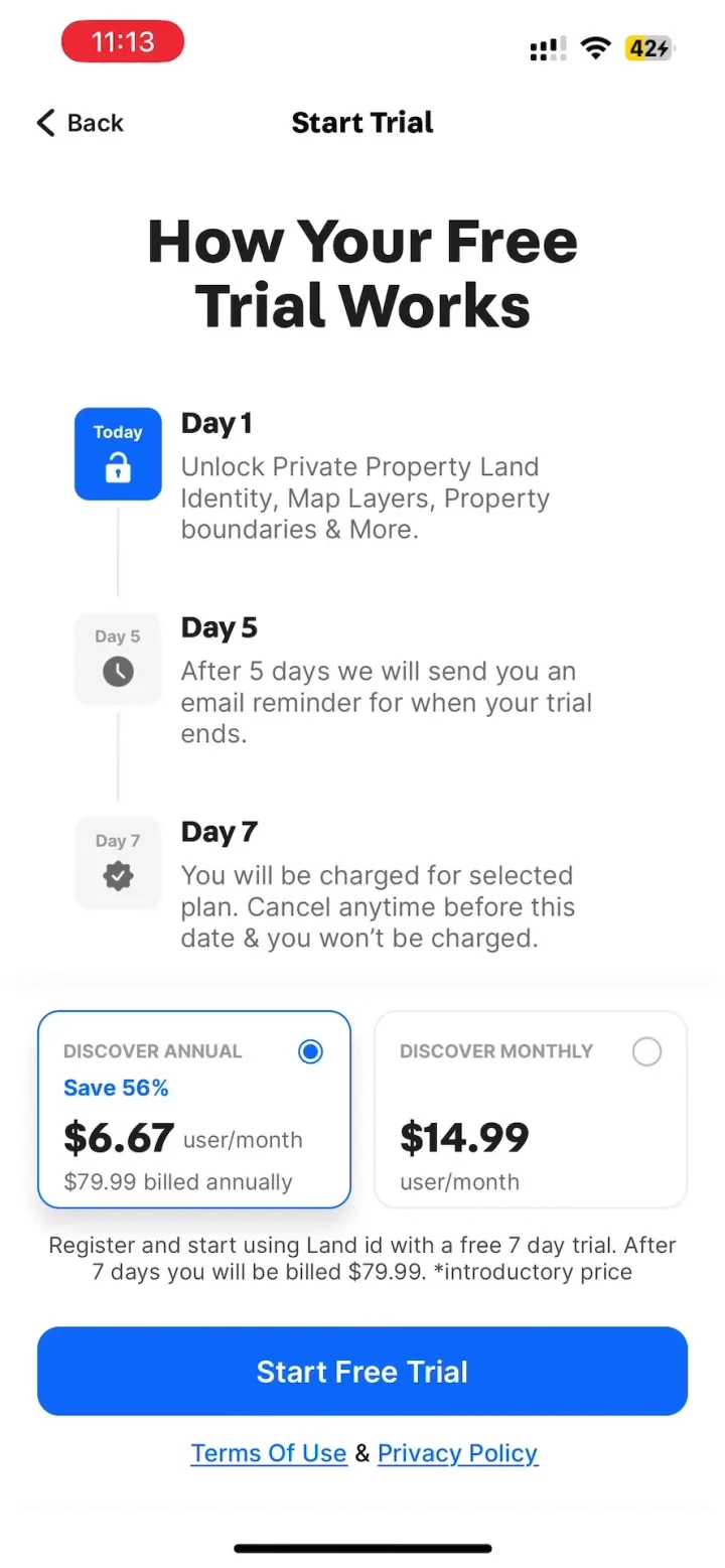 Land id® paywall screenshot