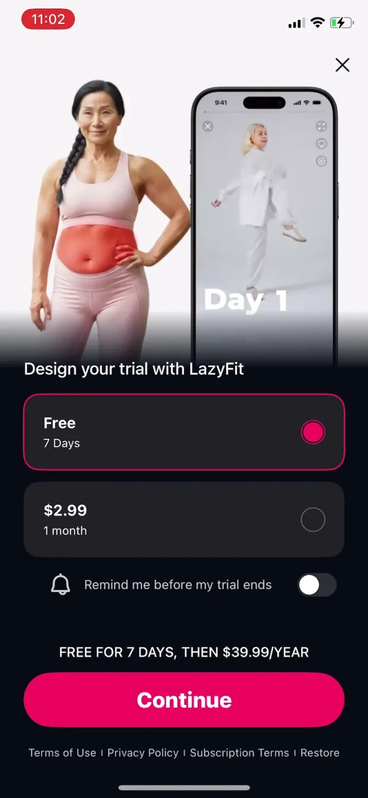 LazyFit: Workout For Beginners paywall screenshot
