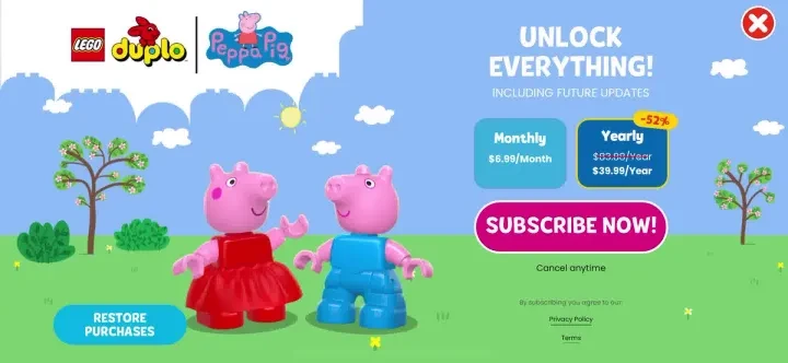 LEGO® DUPLO® Peppa Pig paywall screenshot
