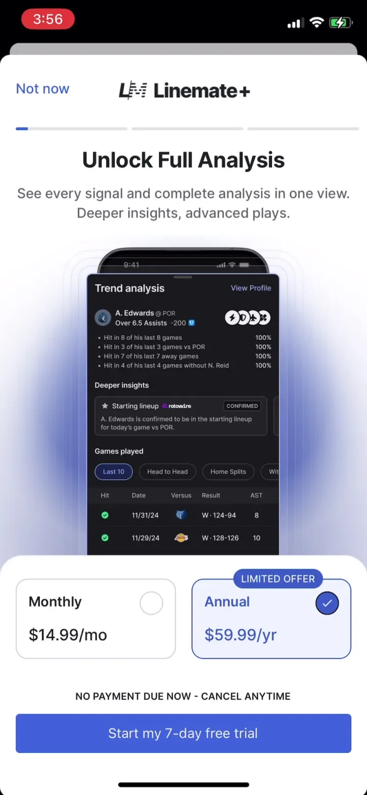 Linemate: Find Your Next Bet paywall screenshot