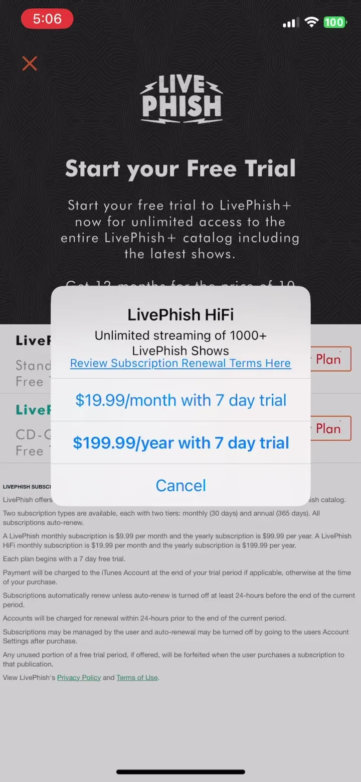 LivePhish screenshot 3