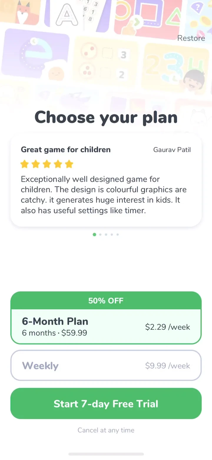 LogicLike: Kids Learning Games paywall screenshot