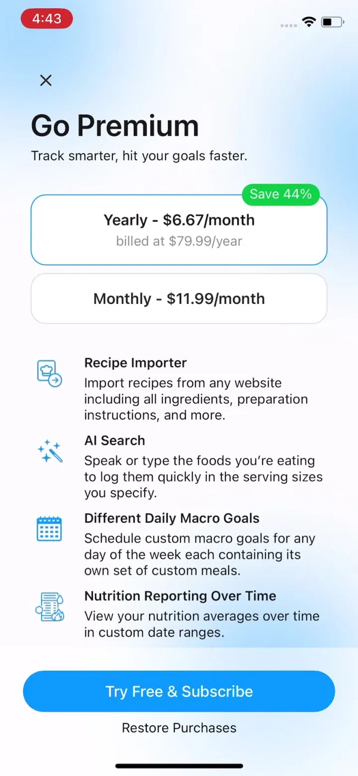 MacrosFirst - Macro Tracker paywall screenshot