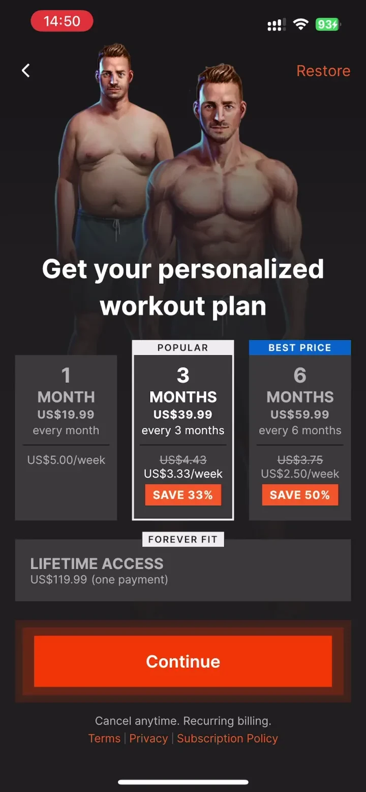MadMuscles: Workouts & Diet paywall screenshot
