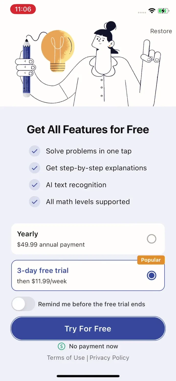 Math Solver AI Homework Helper paywall screenshot