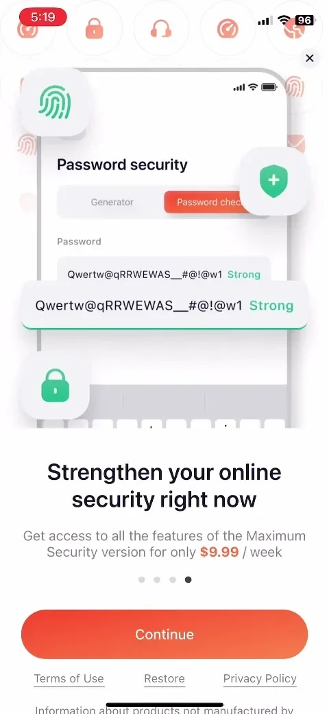 MaxProtection VPN PRO paywall screenshot