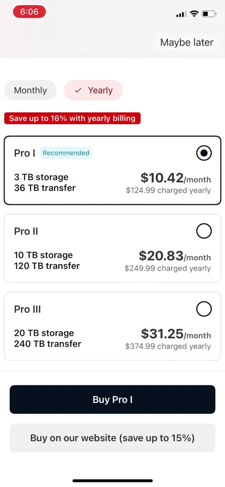MEGA: Encrypted Cloud Storage paywall screenshot