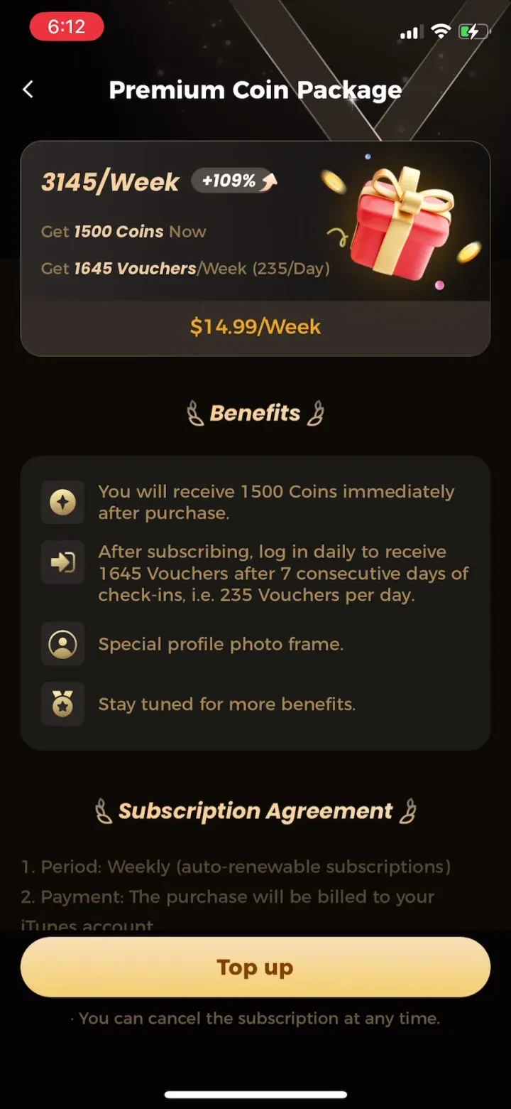 MiniShorts paywall screenshot