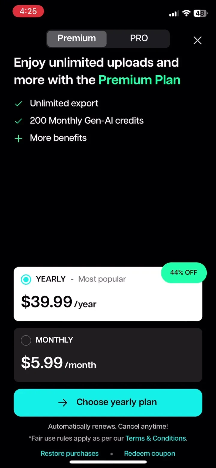 Moises: The Musician's App paywall screenshot