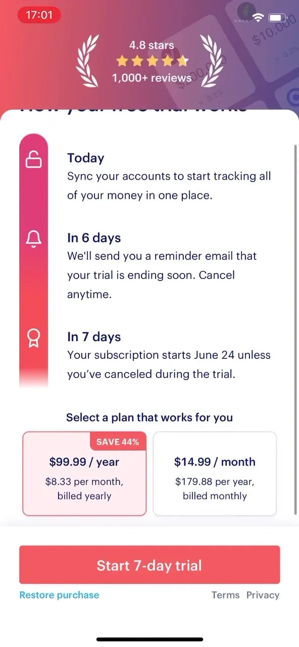Monarch: Budget & Track Money paywall screenshot