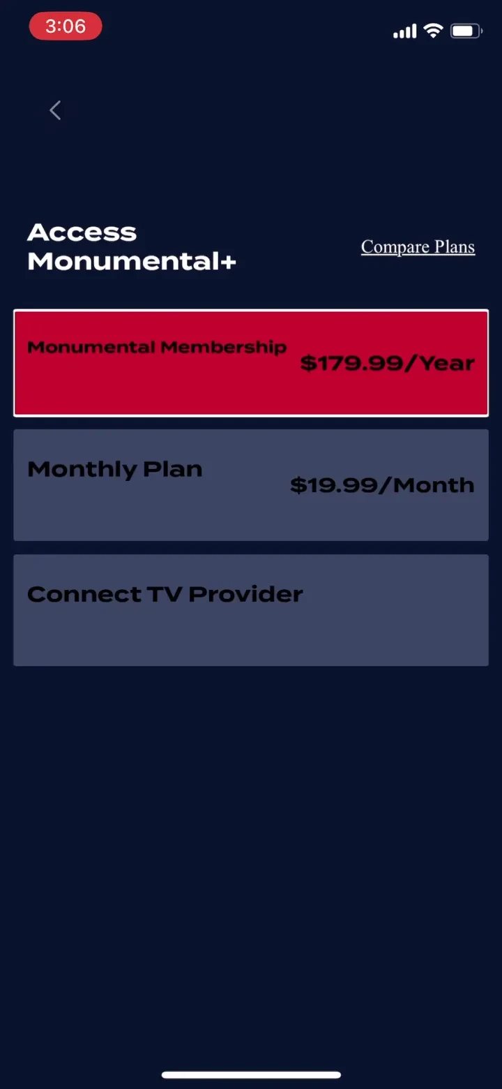 Monumental+ paywall screenshot