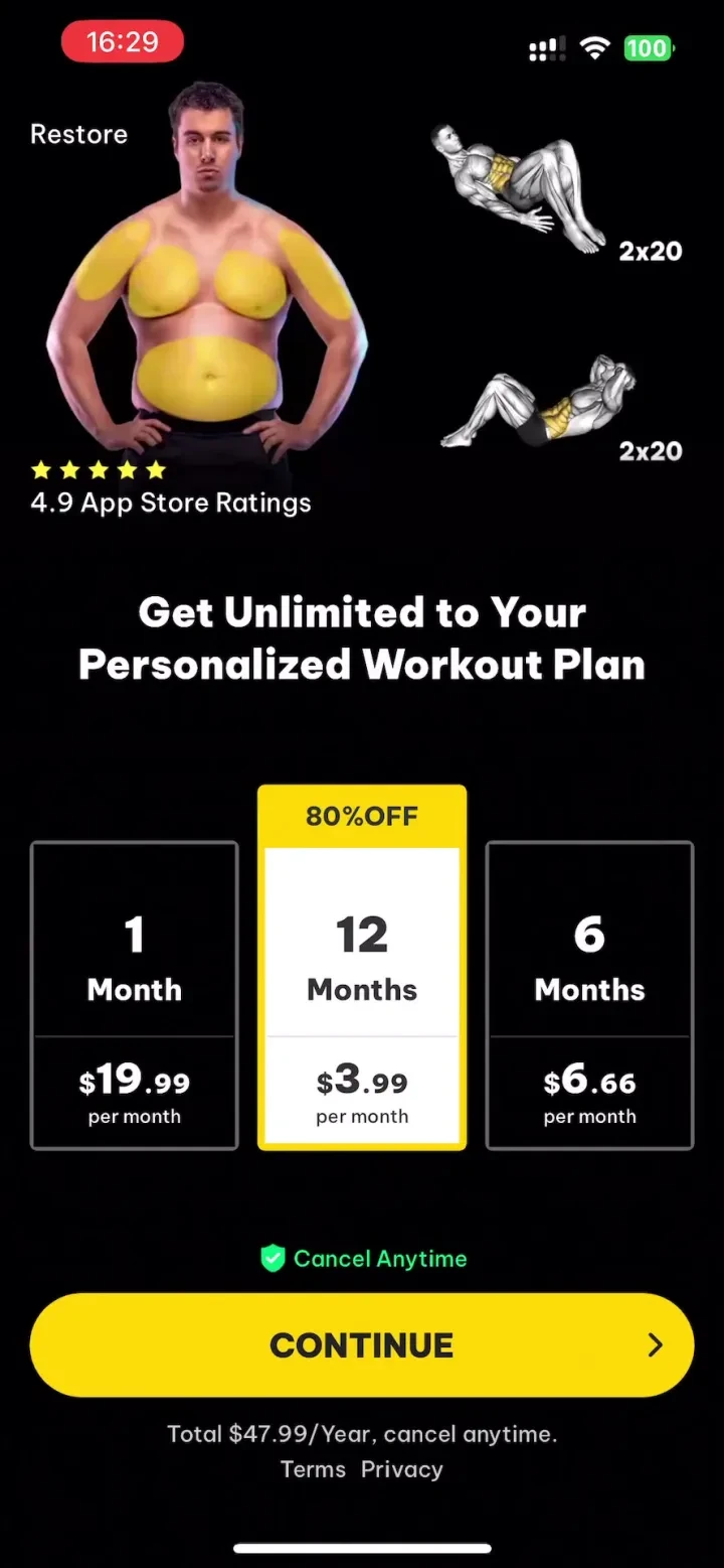 Muscle Monster Workout Planner paywall screenshot